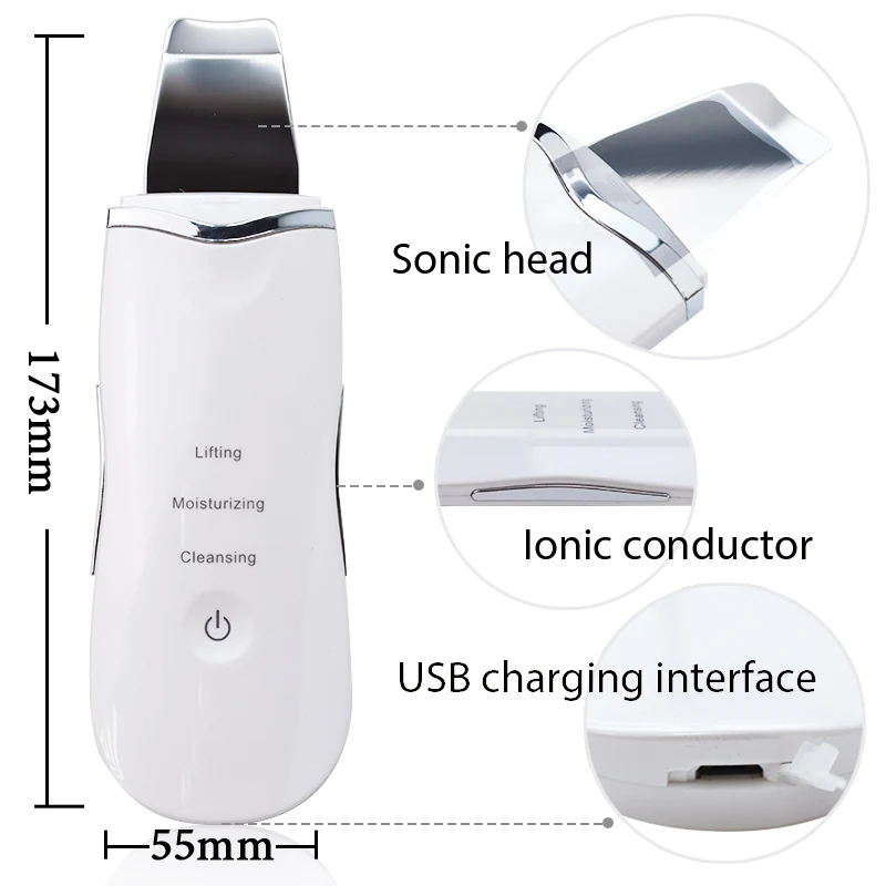 Ultrasonic Skin Scrubber Remove Blackhead Skin Peeling Extractor Facial Whitening Lifting Beauty Skin Care Rejuvenation Machine