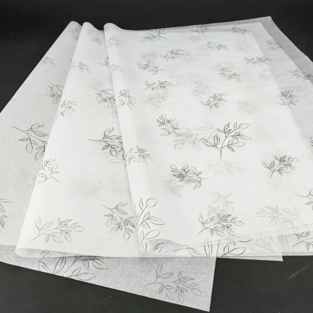 50 Sheets of 17G Plain White and Quiet Black Leaf-patterned Wrapping Paper With Korean Style Minimalist Gift Packaging Paper