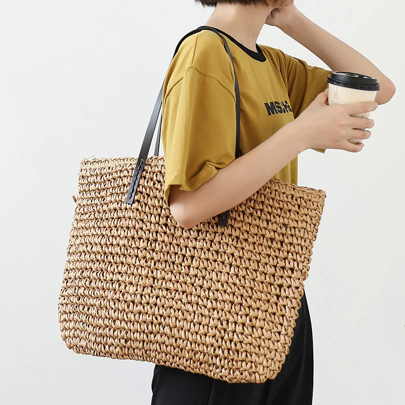 Summer Weaving Beach Bag Casual Seaside Vacation Tote Women's Bag Net Red Large Capacity Straw Shoulder Bag