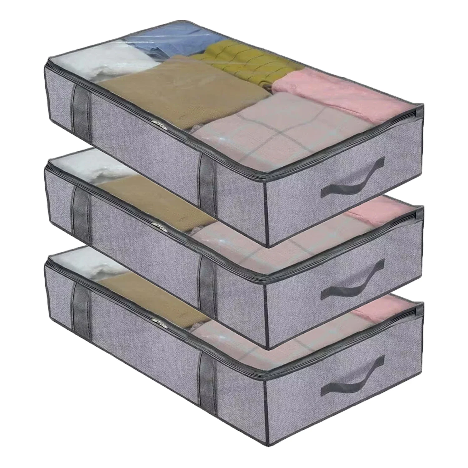 

Under Bed Shoe Storage Organizers for Kids and Adults Fit 14 Pairs of Shoes, Sturdy Underbed Organizer with 2 Strong Zippers