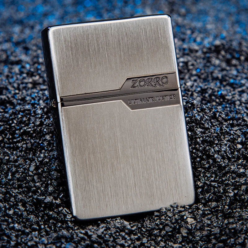 Zorro Fashion Retro Lighter Light Plate Gold Brushed Pure Copper Windproof Kerosene Lighter Novelty Gift