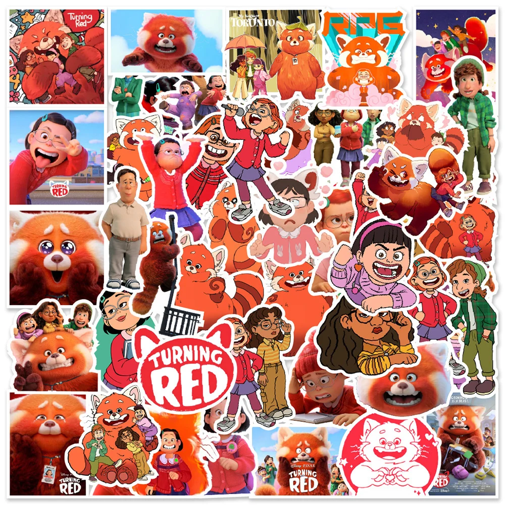 

10/30/50pcs Cute Disney Turning Red Graffiti Stickers Funny Cartoon Kids Decal Toy DIY Phone Notebook Luggage Waterproof Sticker