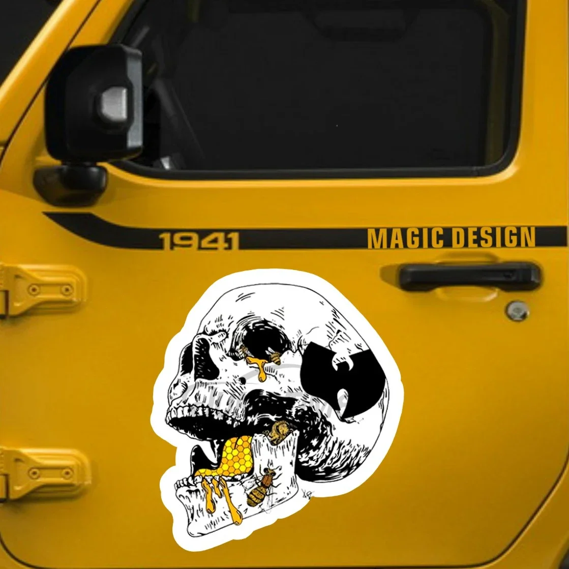 New Design for Wu-Tang Skull Car Decals Fashion DIY Waterproof Graffiti Jump Time Vinyl Decal Decoration, 14cm