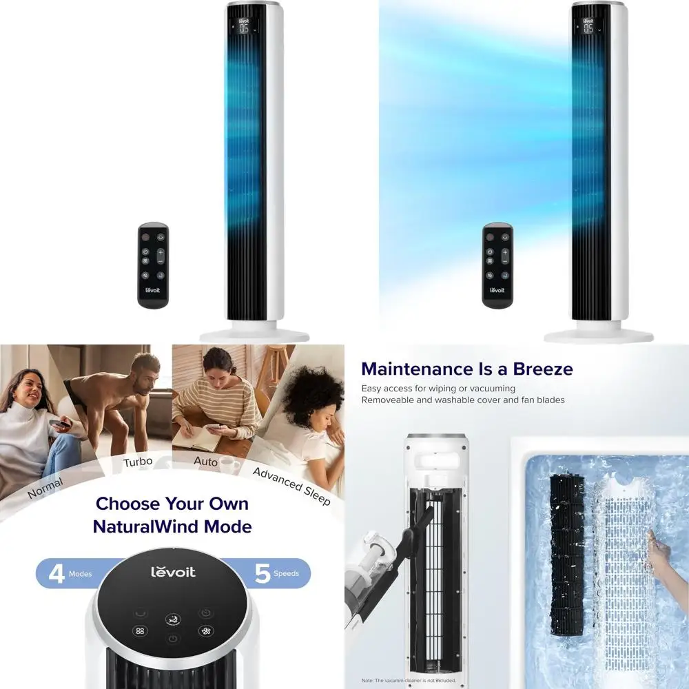 

36-дюймовый бесшумный напольный вентилятор с 5 скоростями, таймером на 12 часов, пультом дистанционного управления, 90° ° Осциллятор для спальни и офиса