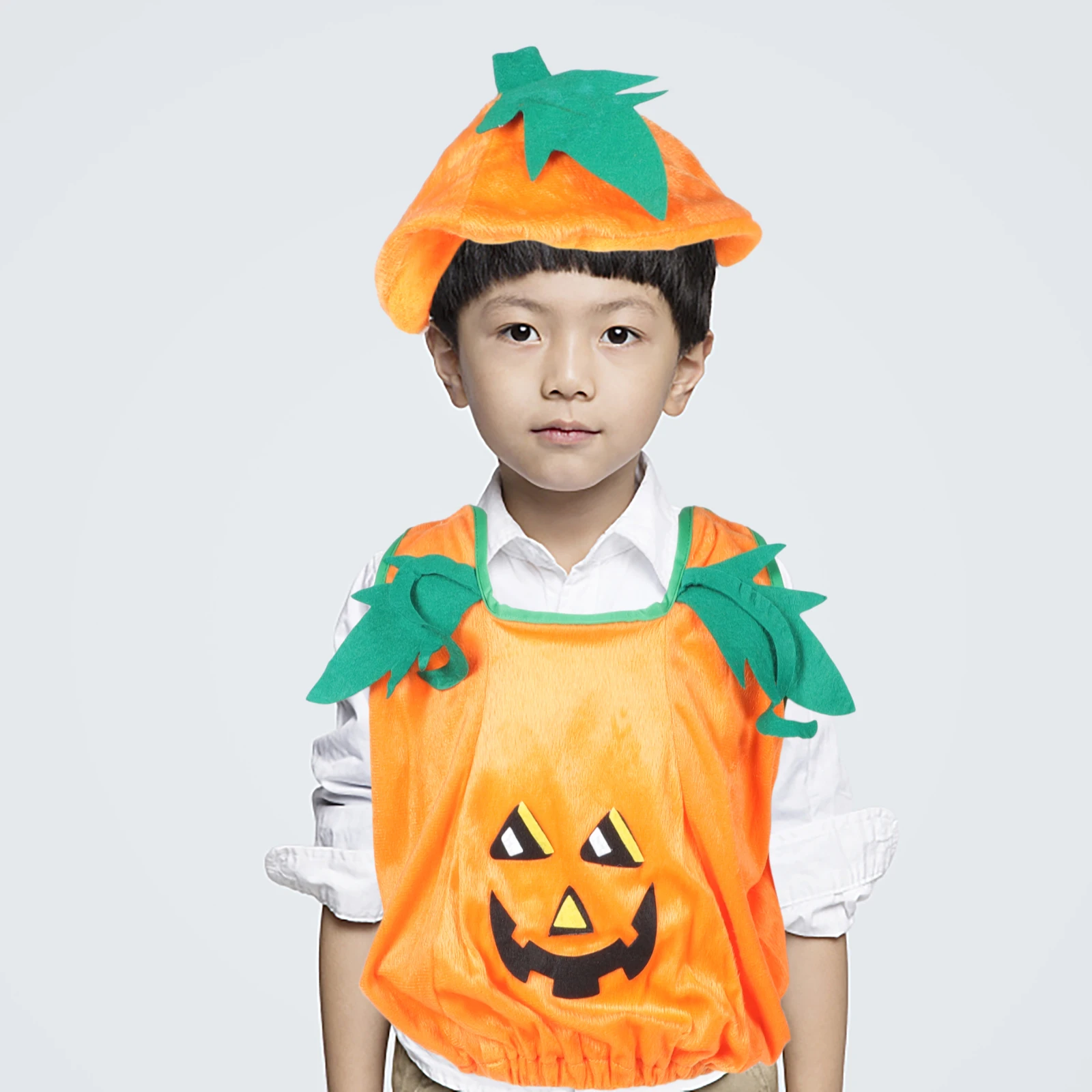 

Pumpkin Costume Set Piece Halloween Clothes Pumpkin Hat Lightweight Comfortable Kids Cosplay Prop Accessories Halloween