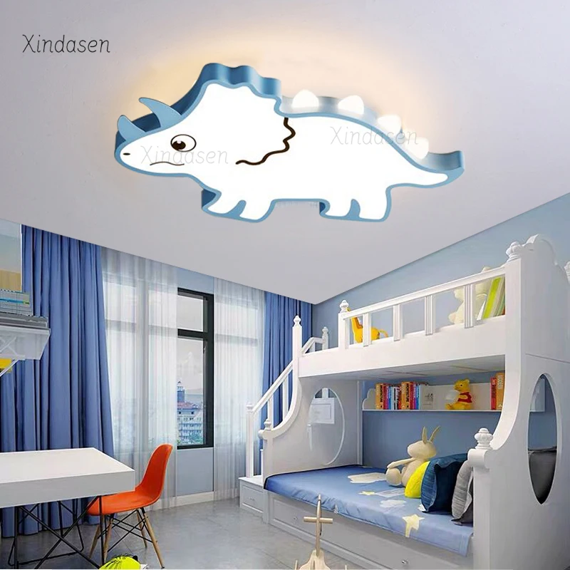 Cartoon Dinosaur Ceiling Light For Boys Room Baby Nursery Decor Blue Cute Animal Ceiling Lamp Children Bedroom Kids Chandelier