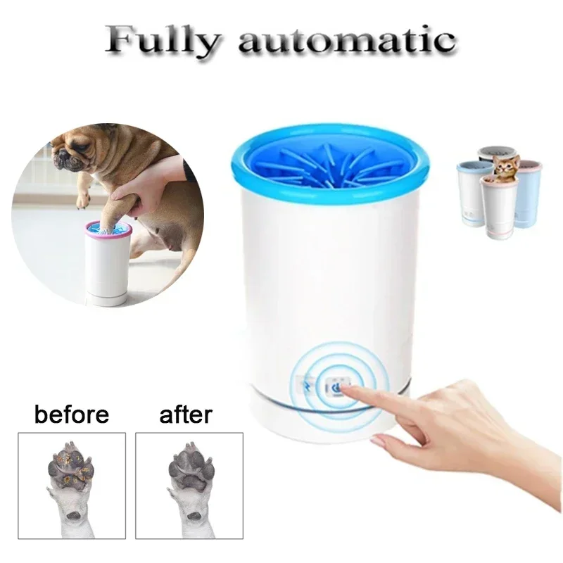 

Dogs Cats Pets Foot Washer Paw Cleaner Cleaning Cup Quickly Wash USB Charging Low Noise Complimentary Brush