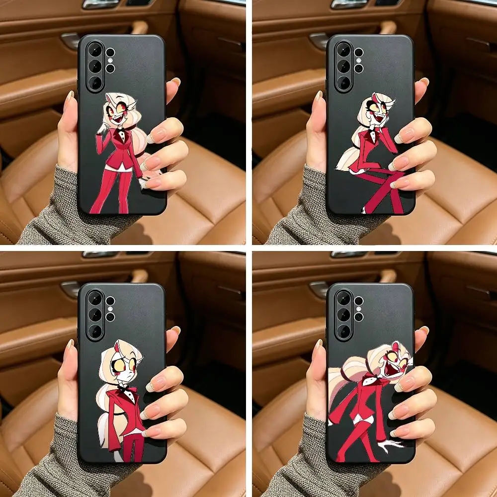 H-Hazbin  H-Hotel C-Charlie HHC  Soft Silicone Case for Samsung S25, S24, S21, S22, S23, S30, Ultra, S20, Plus, FE, Lite-Black