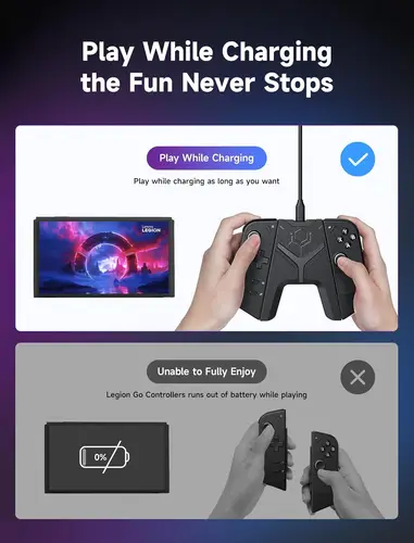 Imagen 2 del producto Conector de carga compatible con el controlador Legion Go, agarre Legion Go para cargar durante la reproducción, conector de carga del controlador
