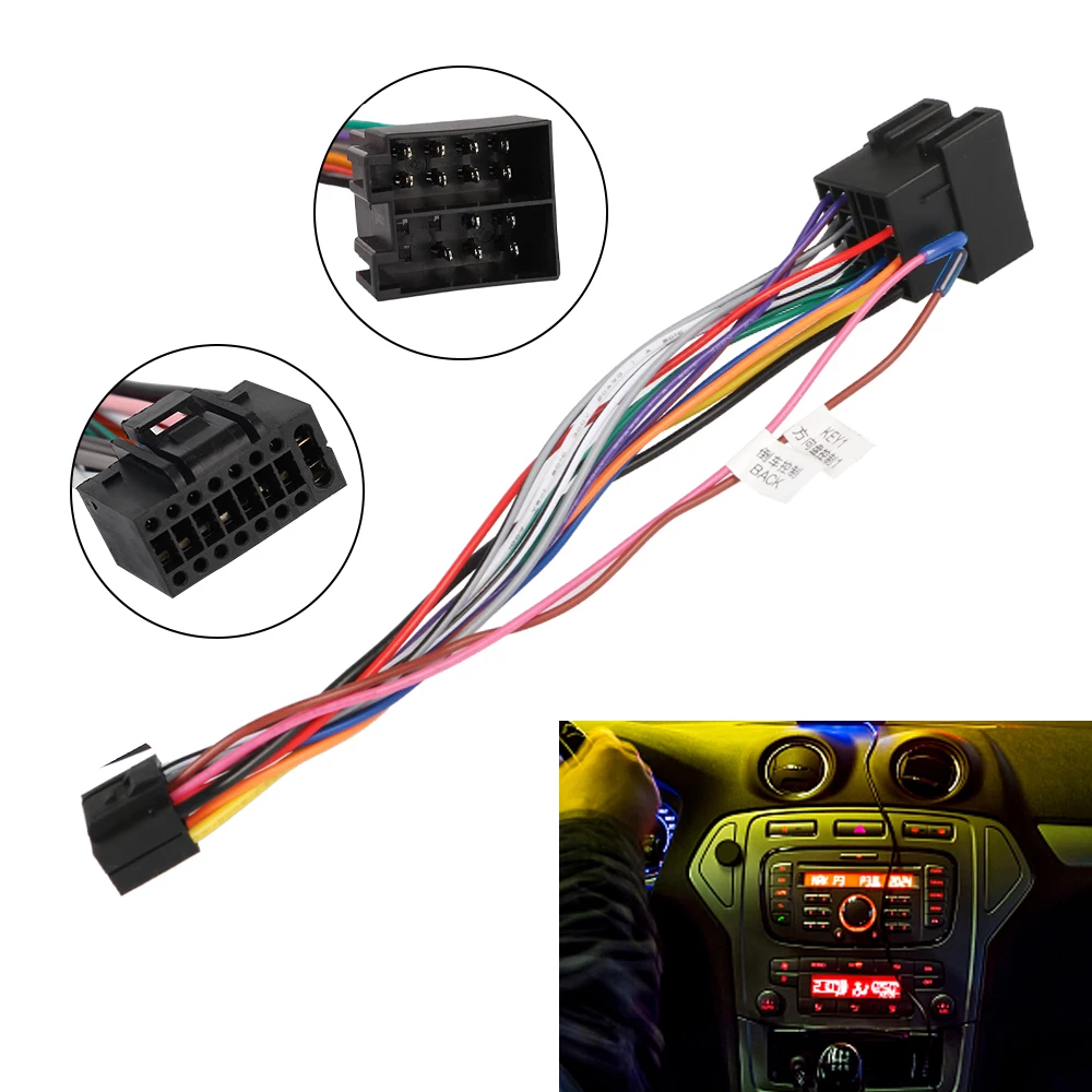 سلك السيارة مهائي كابلات سلك تسخير محول 16 دبوس كابل توصيل ISO القياسية موصل محول راديو ستيريو السيارة ل جبال الألب #3