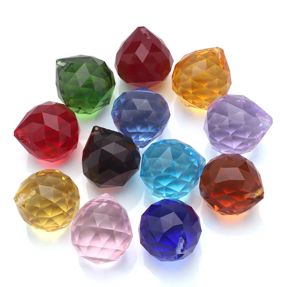 1 unidad de bola de cristal facetada de 20mm/30mm para candelabro, prisma atrapasoles colorido, bola de Feng Shui, piezas de lámpara de cristal, decoración para bodas y hogar