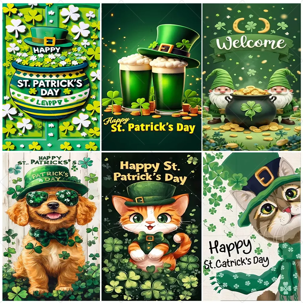 

St. Patrick's Day Door Cover Background Irish Lucky Clover Backdrop Supplies St. Patrick's Day Party Decoration Photography Prop