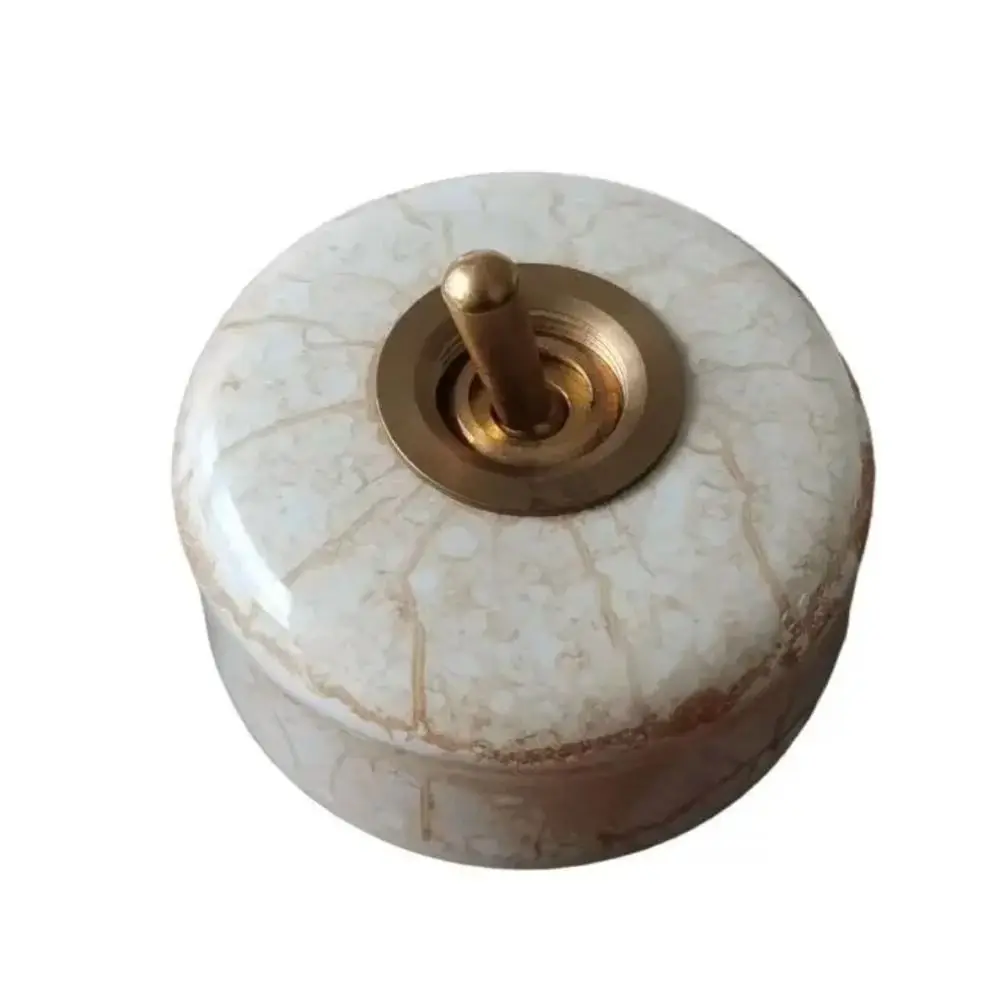 Simple Ceramic Toggle Light Switch Round 2 Way Toggle Switch Wall Lamp Control Metal Lever Retro Wall Switch For Home