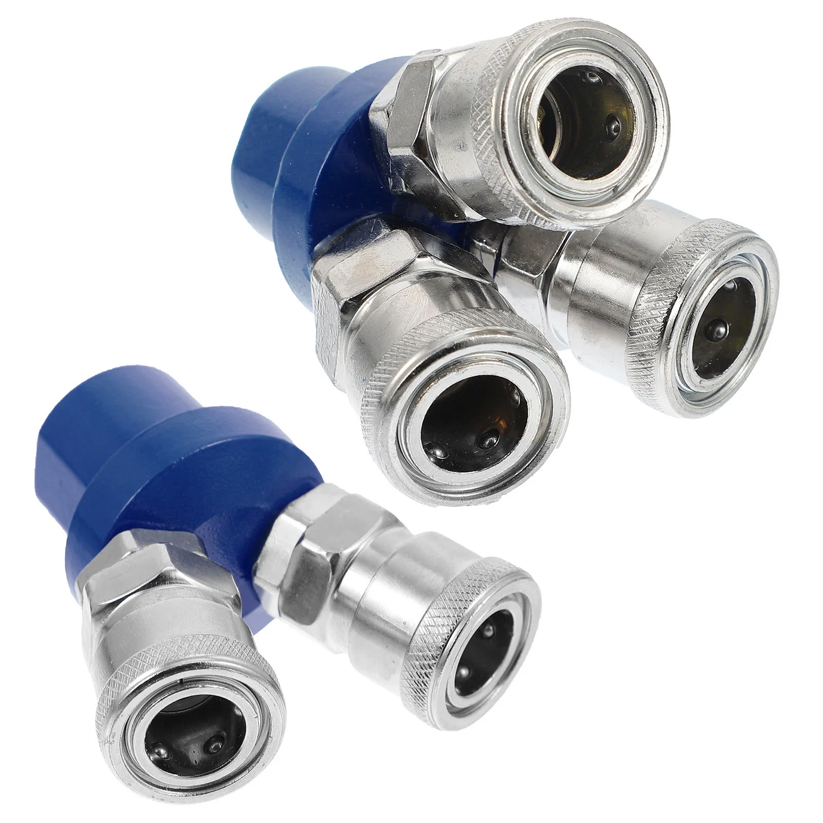 

2pcs Pneumatic Quick Coupling Air Hose Splitter Pre-Coated Glue Thread High Pressure Resistant Corrosion Proof Long Life For Air