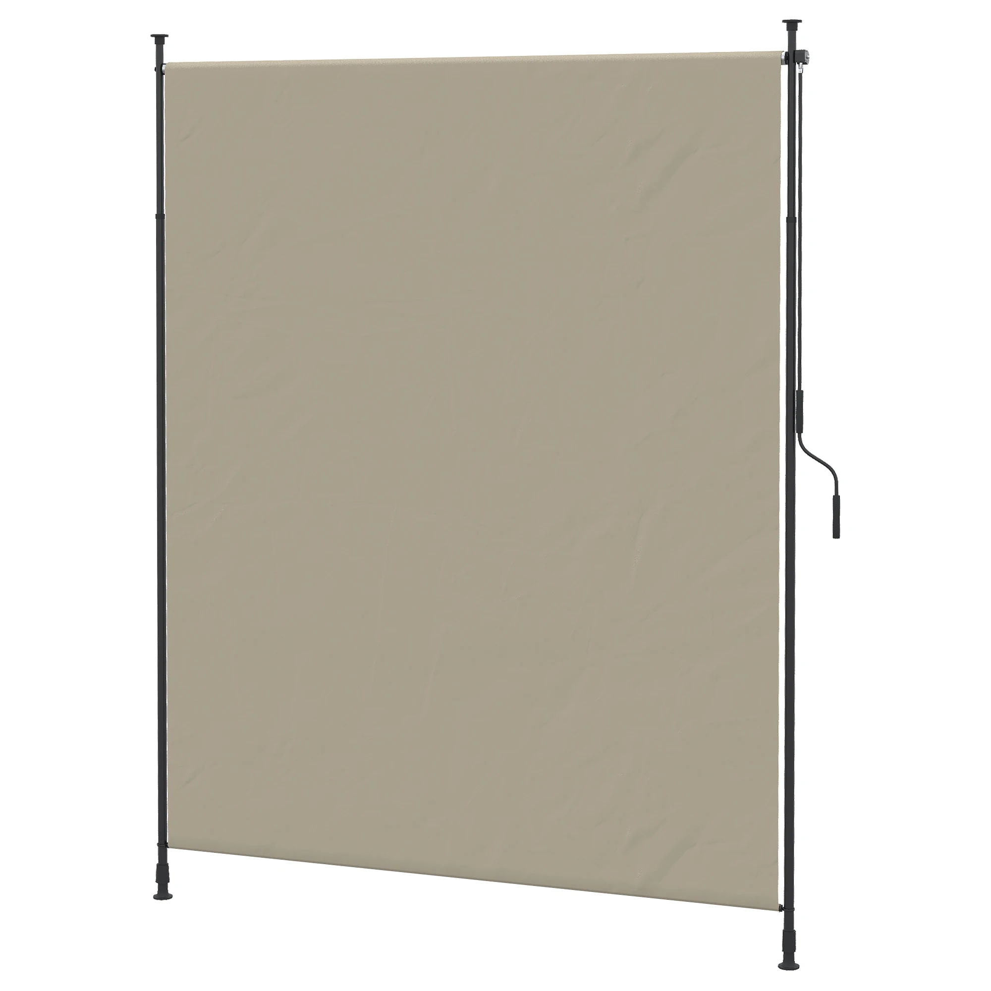 Pare-soleil vertical réglable 200 x 292 cm, auvent latéral rétractable, polyester enduit de similicuir UV40+, structure en aluminium couleur sable, protection contre le vent pour balcon et terrasse