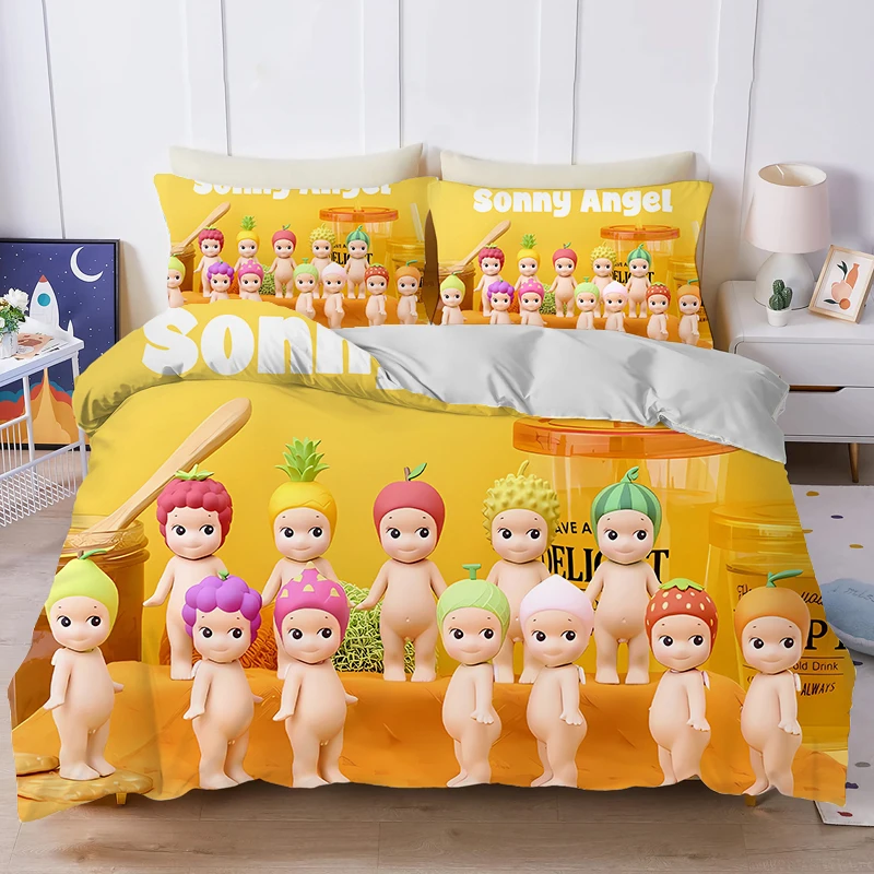 

Пододеяльники Sonny Angel с героями мультфильмов Kawaii, комплекты постельного белья из 2/3 предметов, пододеяльник в стиле аниме, детская кровать для спальни, постельное белье, наволочки, подарок, хит продаж