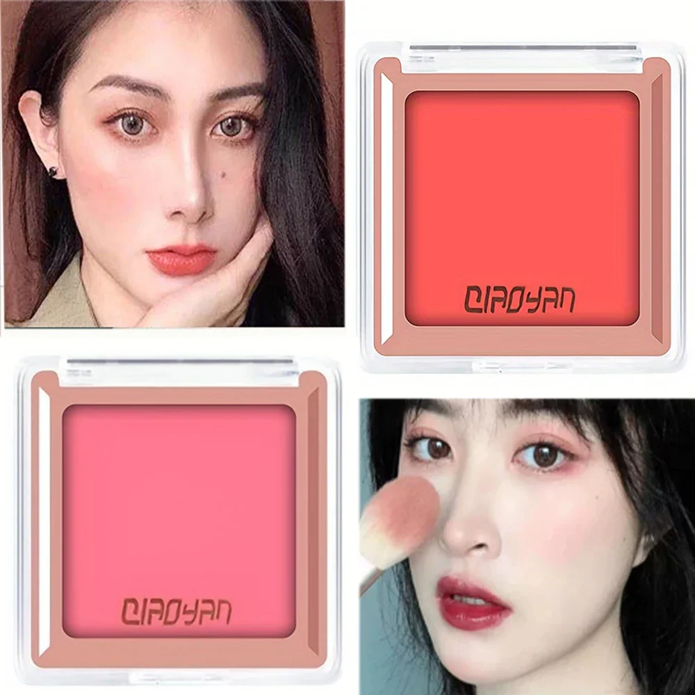 Paleta de sombra de ojos 3D mate, rubor monocromático de estilo coreano, color rosa melocotón, maquillaje de contorno de mejillas naturales para un buen cutis