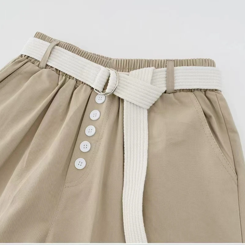 2024 Zomer Casual Shorts Vrouwen Koreaanse Stijl Effen Kleur Hoge Taille Wijde Pijpen Losse A-Line Mode Veelzijdige Korte Broek Dames