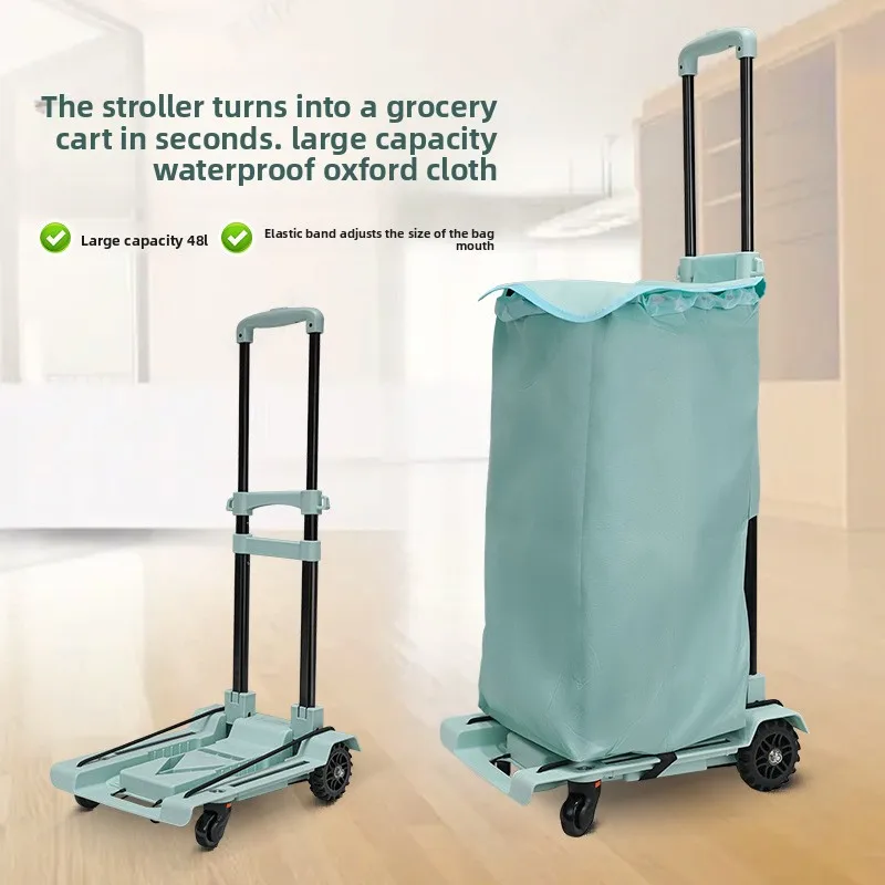 عربة قابلة للطي، عربة مسطحة، نموذج حقيبة بأربع عجلات #2