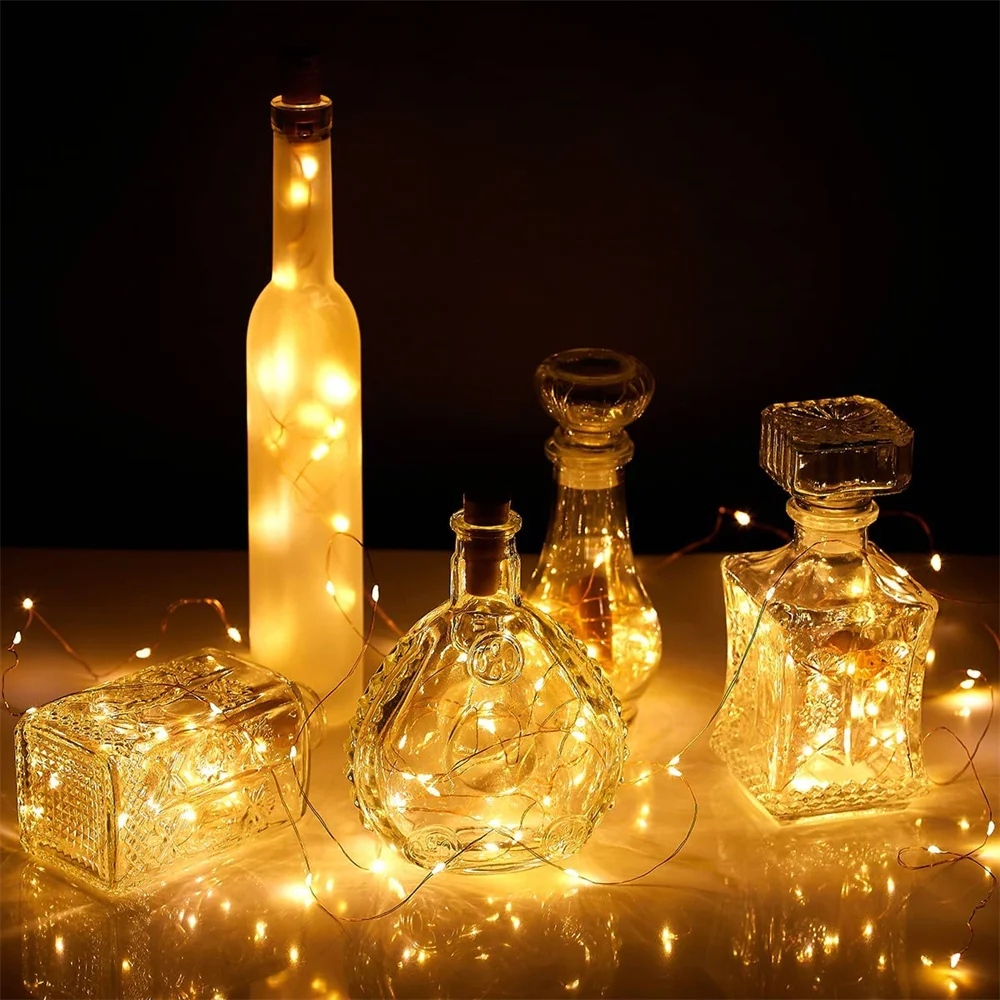 20 LED 10 Packs Wine Bottle Lights Copper Wire Fairy String Light Warm White Bottle Stopper Atmosphere Lamp for Xmas Holiday