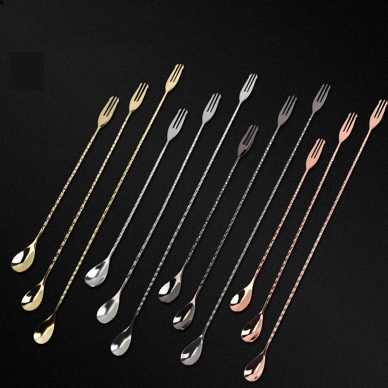 30 40 50cm Bar Spoon With Fork - Bar Spoon Twisted ulasan dan harga