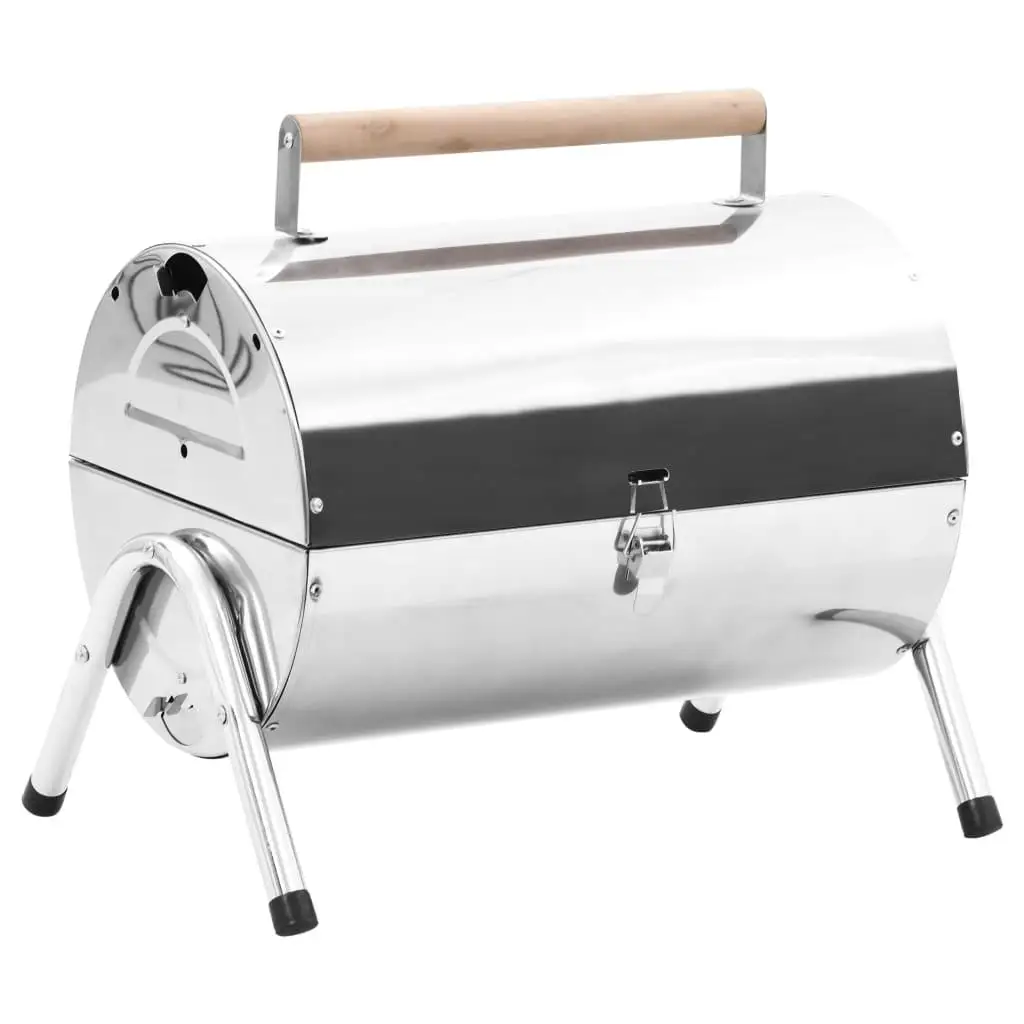 Portable Stainless Steel Charcoal BBQ Grill with Double Grids - Tabletop Outdoor Cooking