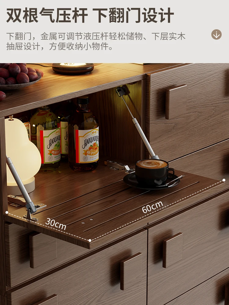 Solid wood TV cabinet, living room home floor-to-ceiling retro card door cabinet, storage side cabinet combination 3