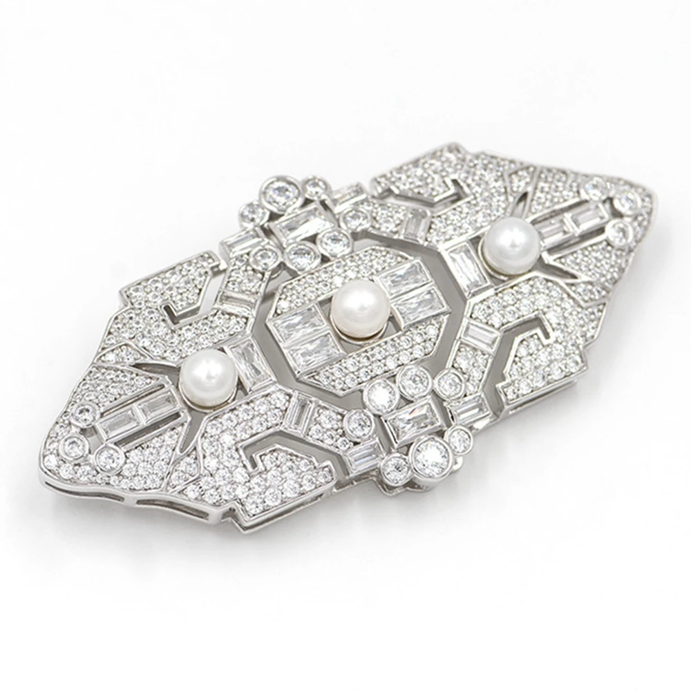 Vinregem Natuurlijke Parel Hoge Carbon Diamant Edelsteen Elegante Broches 100% 925 Sterling Zilveren Fijne Sieraden Jubileum Geschenken