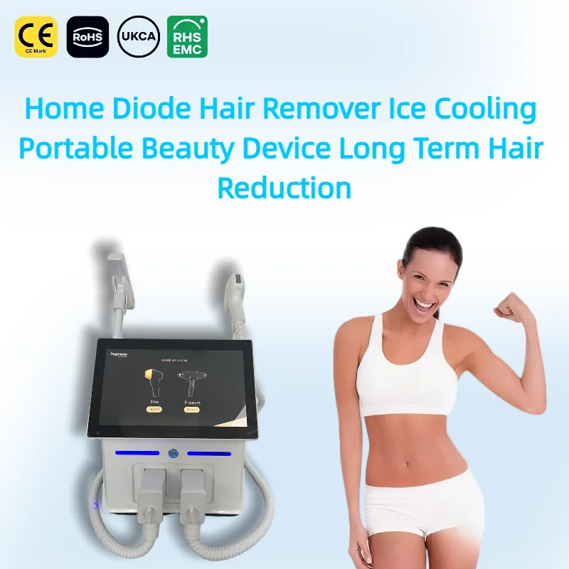 Household Portable Diode Skin Care Machine Ice Cooling Function Gentle Care Hair Remover Device For Long Term Hair Reduction Hom