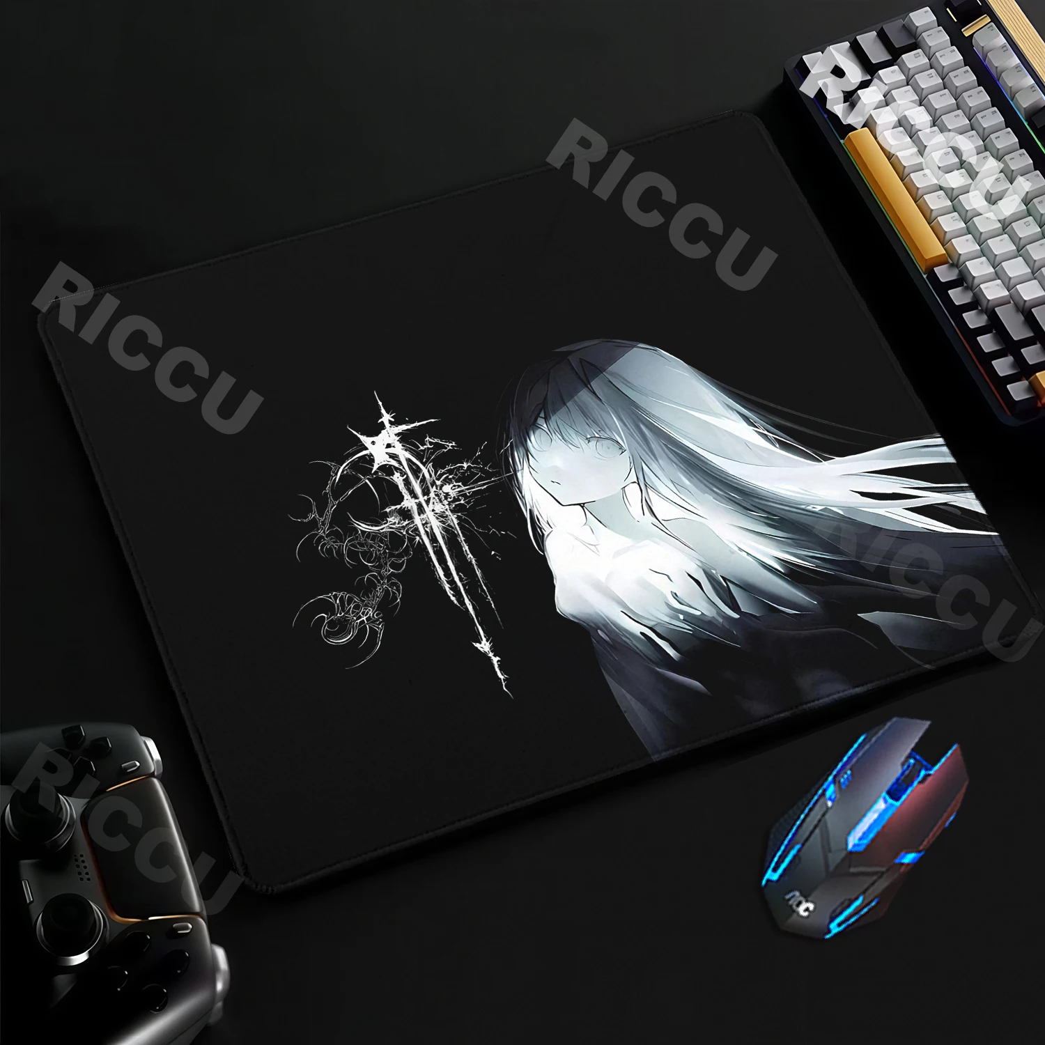 Anime Gothic Girl Mouse Pad Large Non-Slip Rubber Black Aesthetics Desk Mat Small Keyboard Pads Gaming Accessories Cabinet Rug