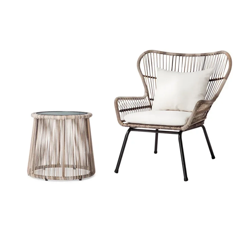 

Outdoor rattan chair table and chair courtyard garden terrace coffee table three-piece set