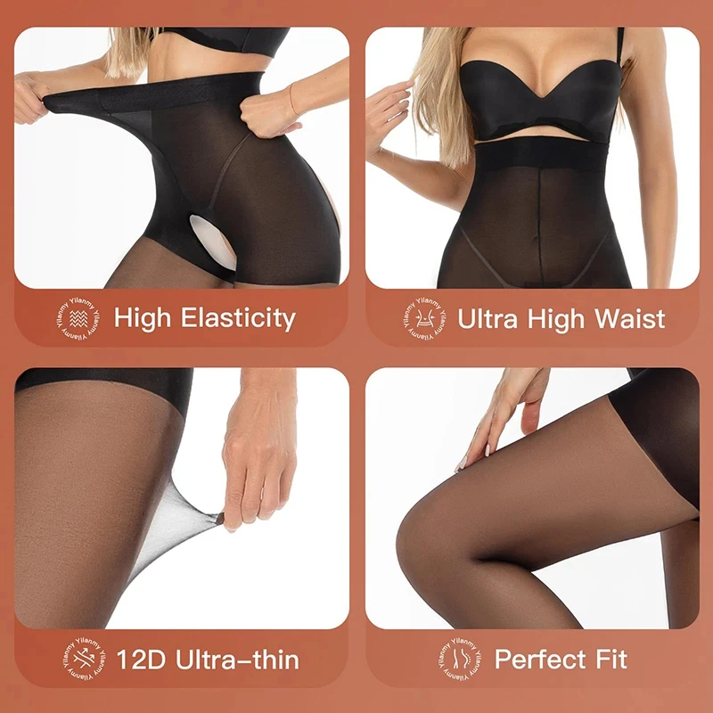 1 paar 20D Sexy Open Kruis Sheer Panty voor Vrouwen Zomer Hoge Taille Versterkte Tenen Panty Dunne Nylon Party Panty groothandel