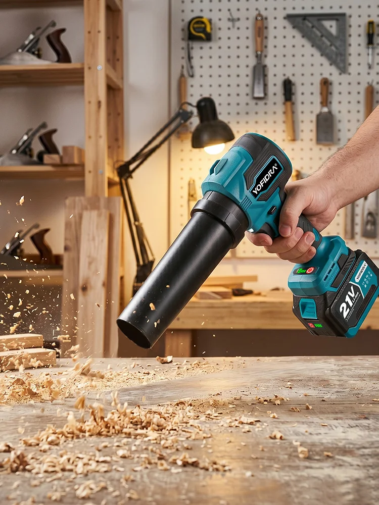 YOFIDRA 2-in-1 bürstenloser elektrischer Turbo-Gebläse-Jetventilator 350 m/s Garten-Laub- und Staubsauger-Reinigungswerkzeug für Makita 21V Akku