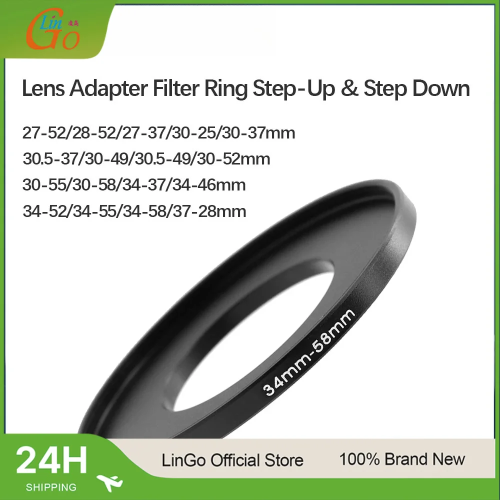 30-49/34-37/34-46mm Camera Lens Filter Step Up/Step Down Adapter Metal Filter Adapter Ring For UV ND CPL GND Lens Hood