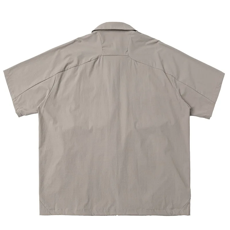 Summer Outdoor Short Sleeve Shirt Multi-Pocket Men's Loose Casual Oversize Plus Wide Quick-Dry Lightweight Travel Cargo Shirts