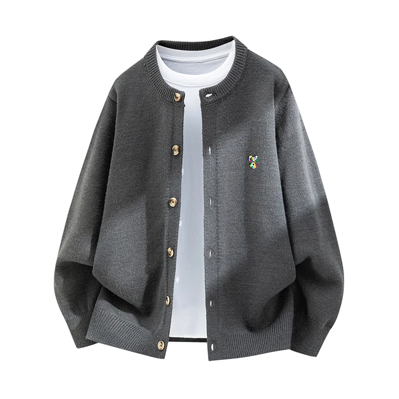 Luxury Man Long-Sleeved Knitwear False Two-Piece Single-Breasted Exquisite Pattern Printing Autumn Winter New Leisure Cardigan