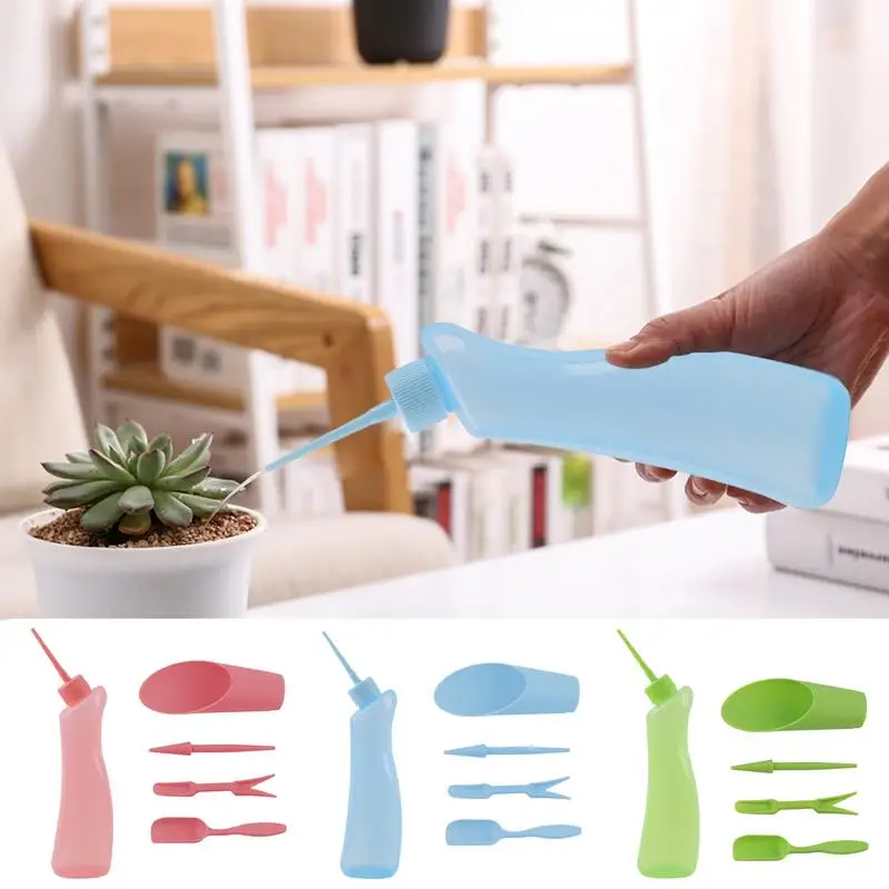 Small Plant Watering Squeeze Bottle 500ml Small Watering Pot For Plants 5X Set Flower Watering Can Pointed Mouth Curved Head image 2