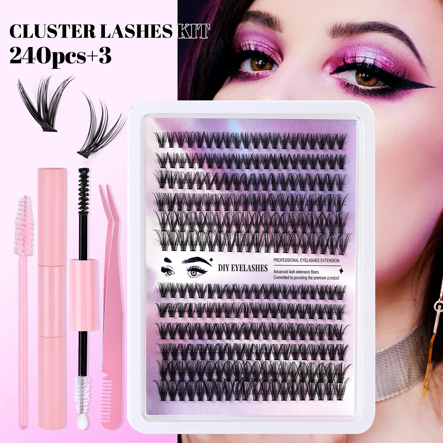 Hot Selling Single Cluster DIY 240 Clusters Large Capacity DIY Grafting Fake Eyelashes Thick Simulation of 10-14mm Eyelashes