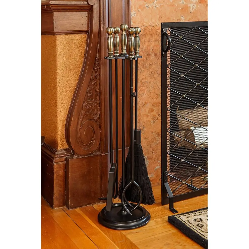 Fireplace Tool Set, Brass
