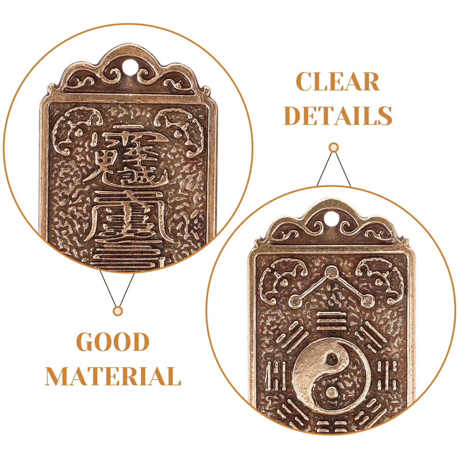 

6pcs Brass Pendant Hanging Charm Keychain Tag Religious Amulet Chinese New Year Gift Car Hanging Ornament Keychain Diy