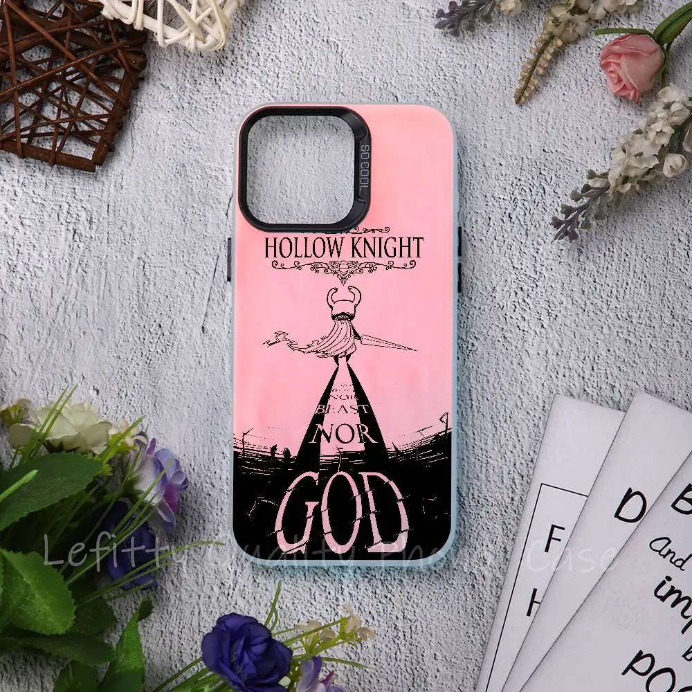 

Hollow K-Knight Silksong Game Phone Case For IPhone 16 15 14 13 12 11 Pro Max Matte Aurora Multicolor Laser Gradient Funda