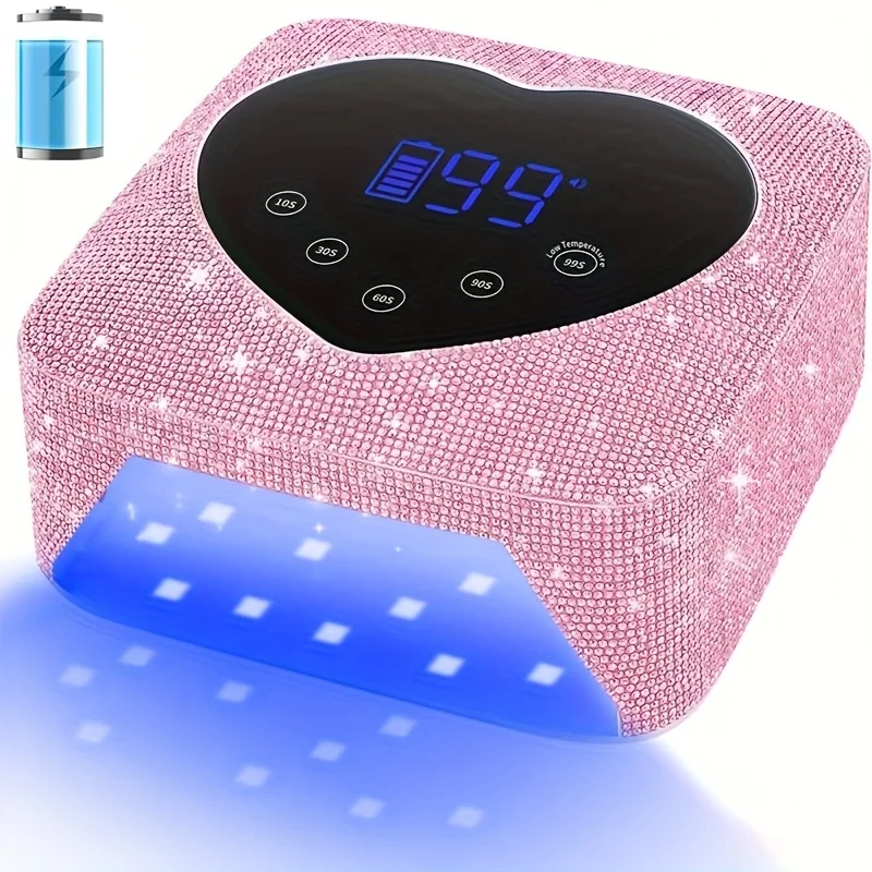 Rechargeable UV LED Nail lamp Professional Nail Dryer with 30 Beads 5 Timer Settings Touch Control Auto Sensor for Salon & Home