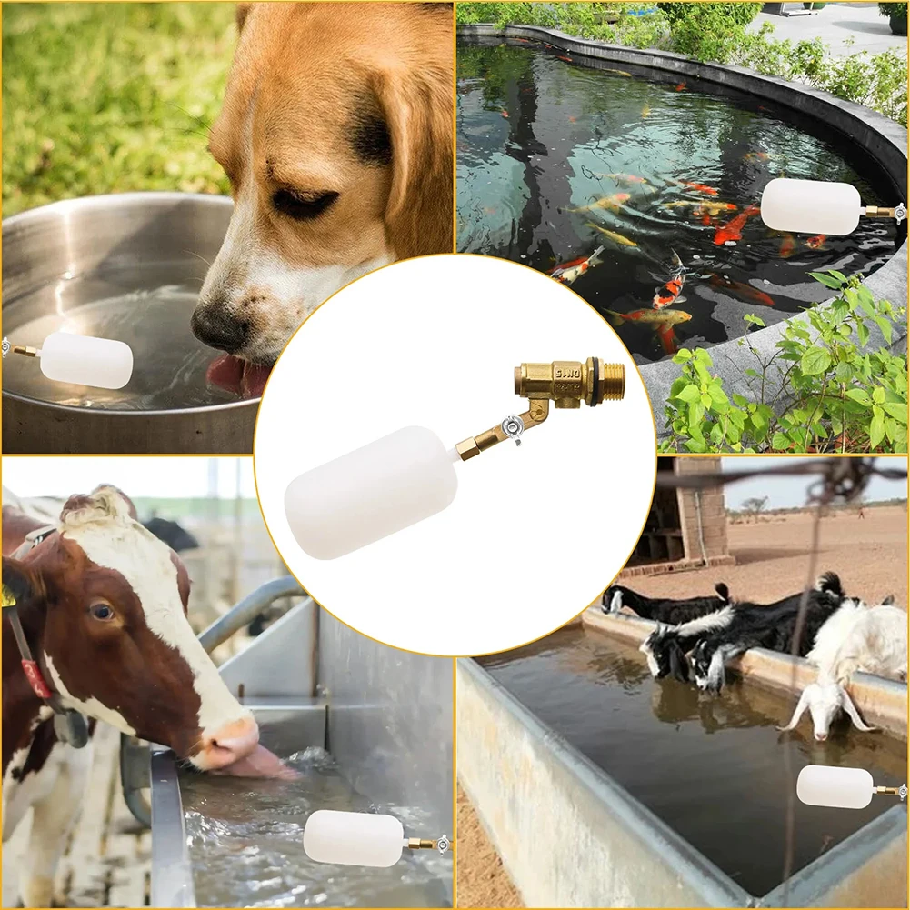 2Pcs Float Ball Valve 1/2 Inch Automatic Fill Feed Humidifier Tank Water With Adjustable Arm For Ponds Livestock Water Trough