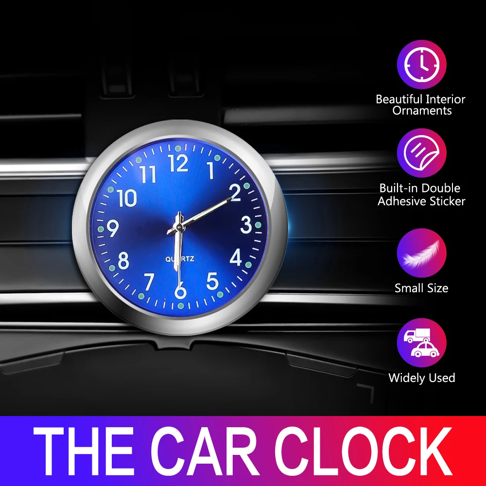 Car Clock Mini Fashion Automobiles Internal Stick-On Digital Watch Mechanics Quartz Clocks Auto Dashboard Ornament 40mm