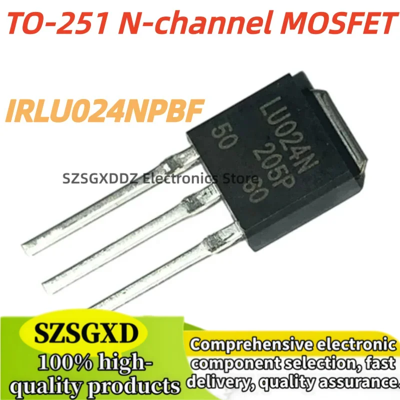 10-30-50unidades/lote 100% nuevo quality TO251 IRLU024N IRLU024 LU024N IRLU024NPBF TO-251 N-channel MOSFET In Stock