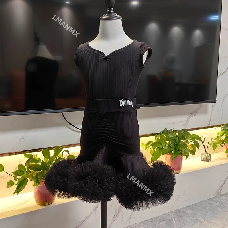 Girls' Latin Dance Practice Dress Children's 2025 New Summer Training Set High end Performance Dress