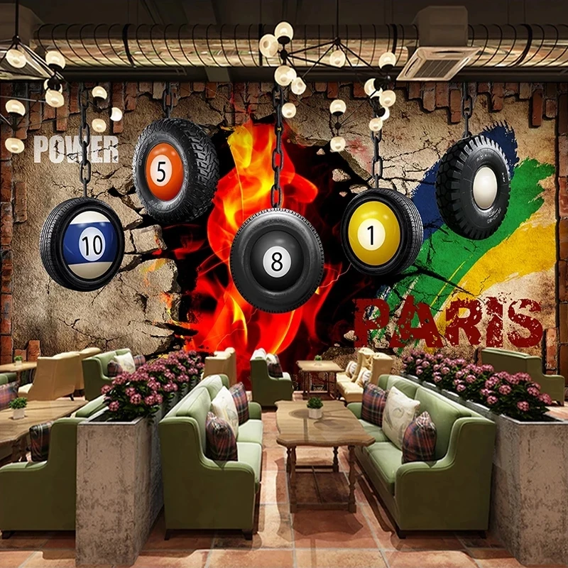 Customized 3D Photo Creative Billiards Graffiti Poster Bar KTV Restaurant Mural Wallpaper Living room TV background wall bedroom