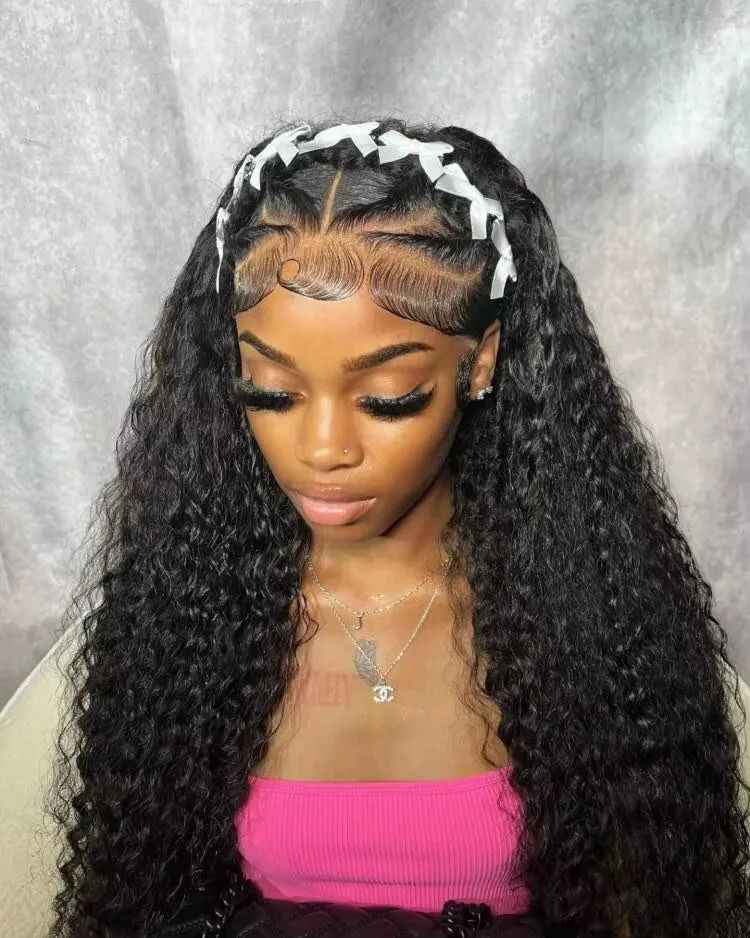 250% vorgeschnittene Loose Deep Wave Frontal Perücken 7x5 13x4, kleberlose Echthaarperücke, sofort tragbar, 13x4 13x6 Water Curly HD Lace Front Perücken, vorgezupft, 30-36 Zoll, unbehandelte Echthaarperücken für Frauen, gebleichte Knoten, im Angebot. – Detail 16