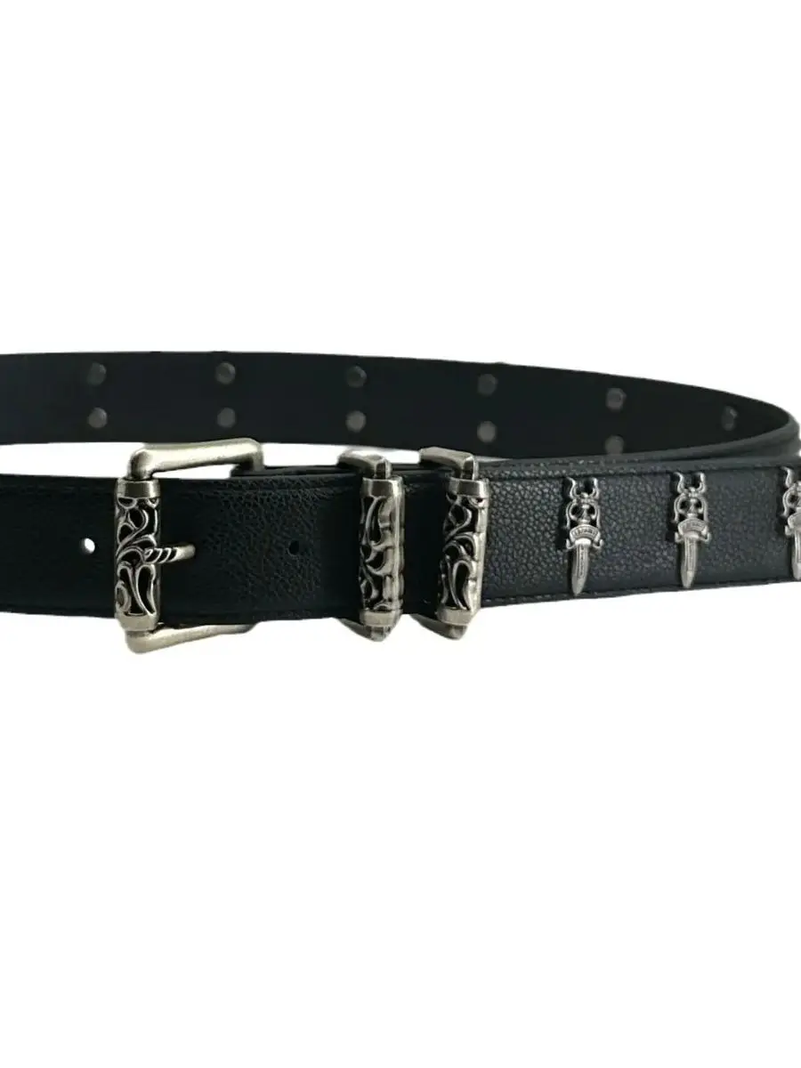 القوطية Y2K النساء الرجال أحزمة القوطي السيدات كاوبوي الهيب هوب الشرير برشام الهيكل العظمي طباعة حزام خصر الجينز زنار