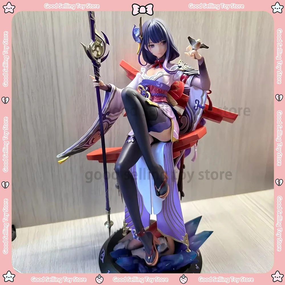 Novo 36cm genshin figura de impacto raiden shogun figuras beelzebul estatueta pvc sexy menina sentado postura coleção estátua brinquedo presente